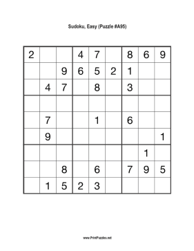 Sudoku - Easy A95 Printable Puzzle