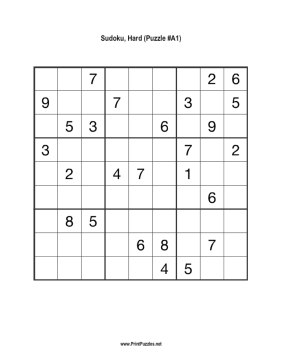 Sudoku - Hard A1 Printable Puzzle