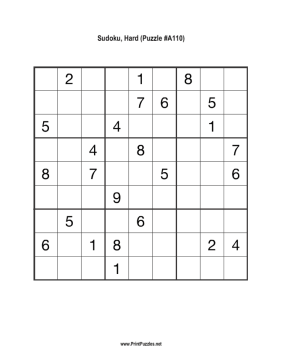 Sudoku - Hard A110 Printable Puzzle