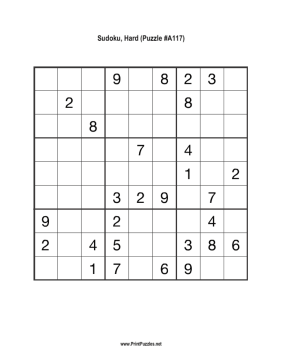 Sudoku - Hard A117 Printable Puzzle