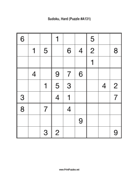 Sudoku - Hard A131 Printable Puzzle