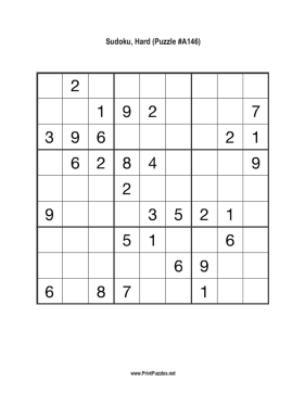 Sudoku - Hard A146 Printable Puzzle