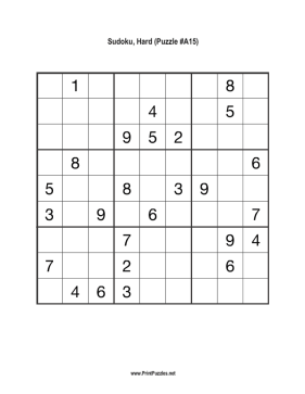 Sudoku - Hard A15 Printable Puzzle