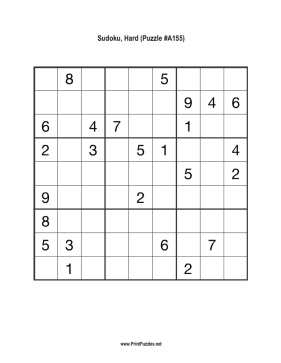 Sudoku - Hard A155 Printable Puzzle