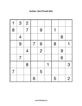 Sudoku - Hard A2 Printable Puzzle