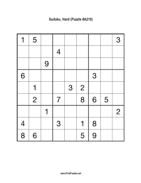 Sudoku - Hard A210 Printable Puzzle