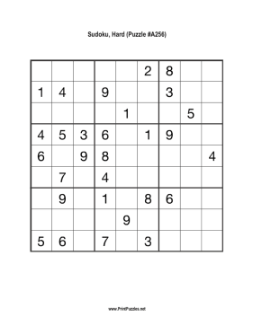 Sudoku - Hard A256 Printable Puzzle