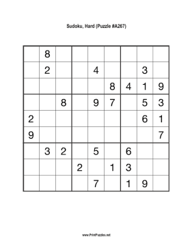 Sudoku - Hard A267 Printable Puzzle