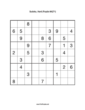 Sudoku - Hard A271 Printable Puzzle