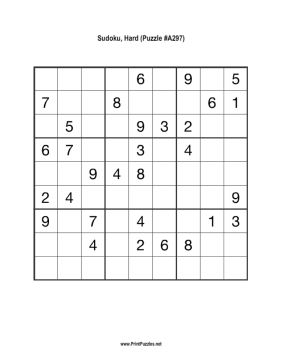 Sudoku - Hard A297 Printable Puzzle