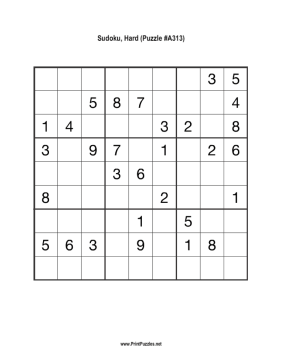 Sudoku - Hard A313 Printable Puzzle