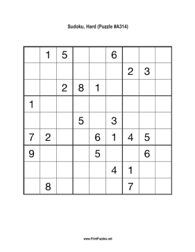 Sudoku - Hard A314 Printable Puzzle