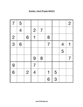 Sudoku - Hard A323 Printable Puzzle