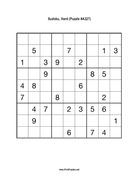 Sudoku - Hard A327 Printable Puzzle