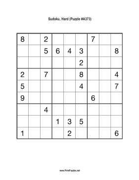 Sudoku - Hard A373 Printable Puzzle