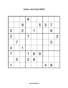 Sudoku - Hard A383 Printable Puzzle