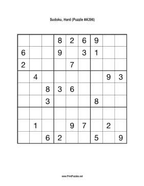 Sudoku - Hard A396 Printable Puzzle