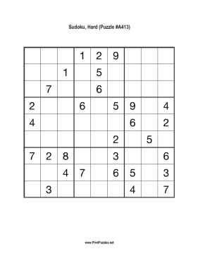 Sudoku - Hard A413 Printable Puzzle