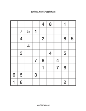 Free Printable Hard Sudoku with the Answer #13553