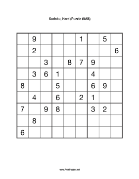 Sudoku - Hard A56 Printable Puzzle