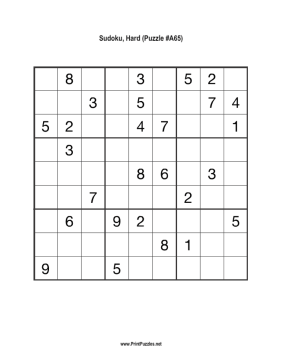 Sudoku - Hard A65 Printable Puzzle