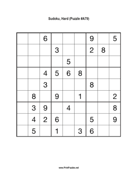 Sudoku - Hard A79 Printable Puzzle