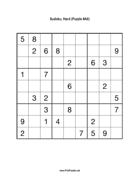 Sudoku - Hard A8 Printable Puzzle