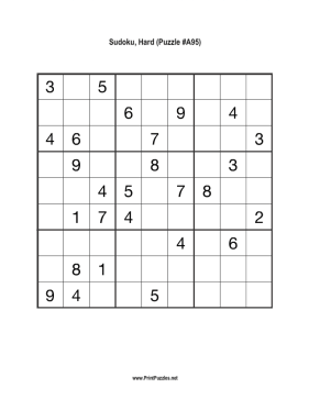 Sudoku - Hard A95 Printable Puzzle