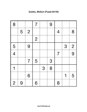 Sudoku - Medium A150 Printable Puzzle