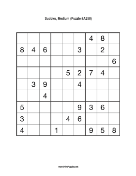 Sudoku - Medium A250 Printable Puzzle