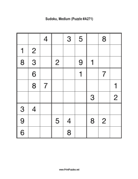 Sudoku - Medium A271 Printable Puzzle