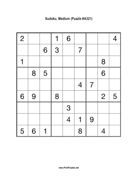 Sudoku - Medium A321 Printable Puzzle