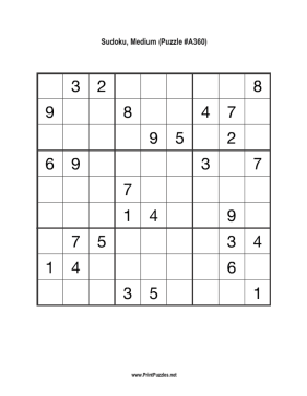 Sudoku - Medium A360 Printable Puzzle