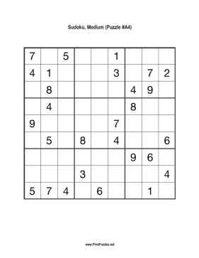 Sudoku - Medium A4 Printable Puzzle