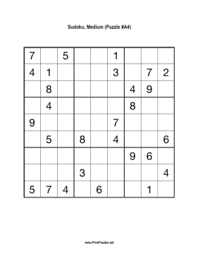 Sudoku - Medium A4 Printable