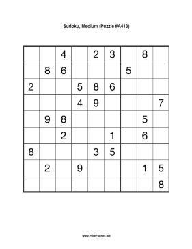 Sudoku - Medium A413 Printable Puzzle