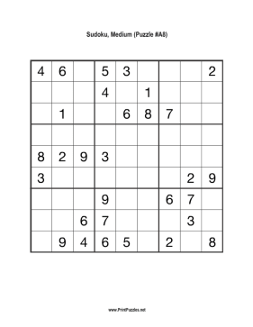 Sudoku - Medium A8 Printable Puzzle