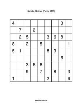 Sudoku - Medium A95 Printable Puzzle