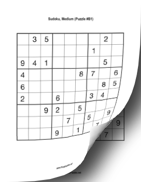 Printable Sudoku Book - Medium Printable Puzzle