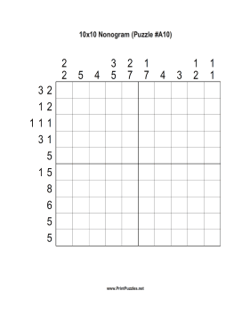 Nonogram - 10x10 - A10 Printable Puzzle