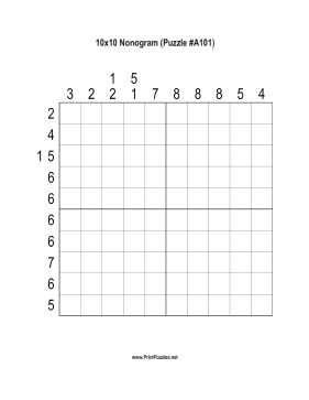 Nonogram - 10x10 - A101 Printable Puzzle