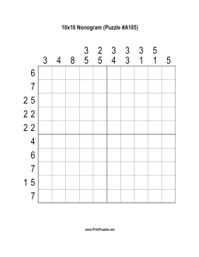 Nonogram - 10x10 - A105 Printable Puzzle
