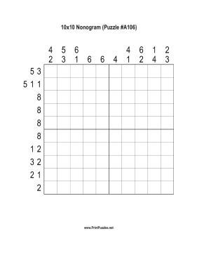 Nonogram - 10x10 - A106 Printable Puzzle