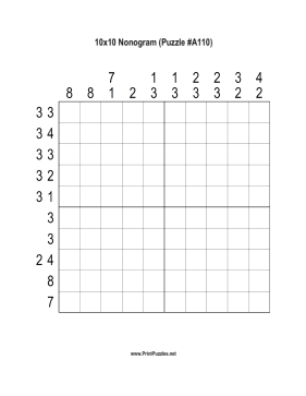 Nonogram - 10x10 - A110 Printable Puzzle