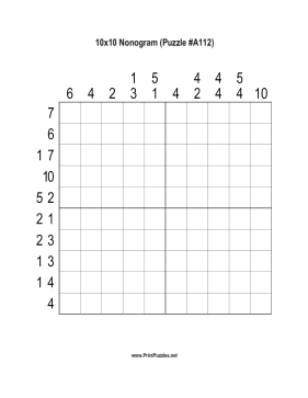Nonogram - 10x10 - A112 Printable Puzzle