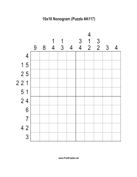 Nonogram - 10x10 - A117 Printable Puzzle