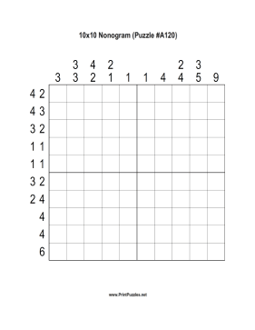 Nonogram - 10x10 - A120 Printable Puzzle