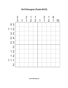 Nonogram - 10x10 - A122 Printable Puzzle