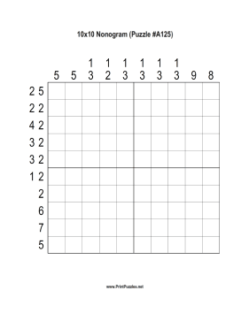 Nonogram - 10x10 - A125 Printable Puzzle