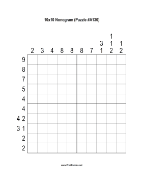 Nonogram - 10x10 - A130 Printable Puzzle